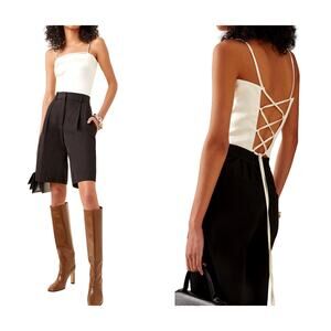 Gauge81 Lace Up Backless "Turin" Top | Silky Ivory Open Back Crop Top | M/L